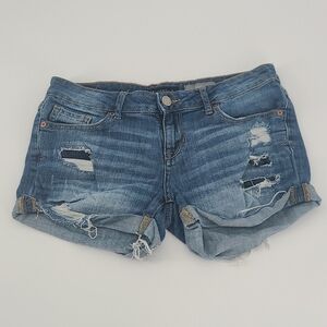 Aeropostale Distressed Midi Jean Shorts